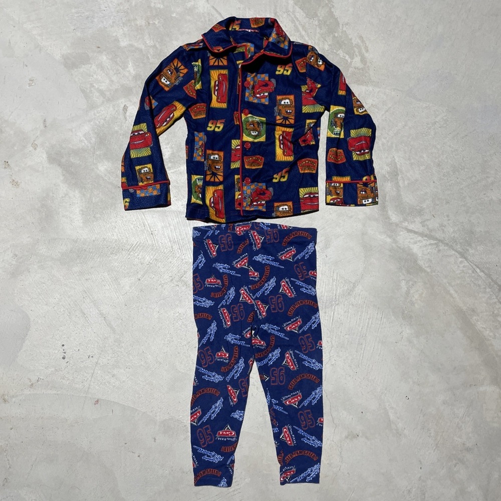 Y2K Disney Cars Lightning McQueen Graphic Print 4T 2pc Pajama Vintage Movie